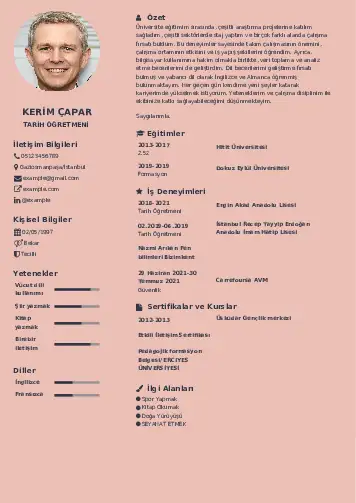 Tarih Öğretmeni Cv Örnekleri cv indir